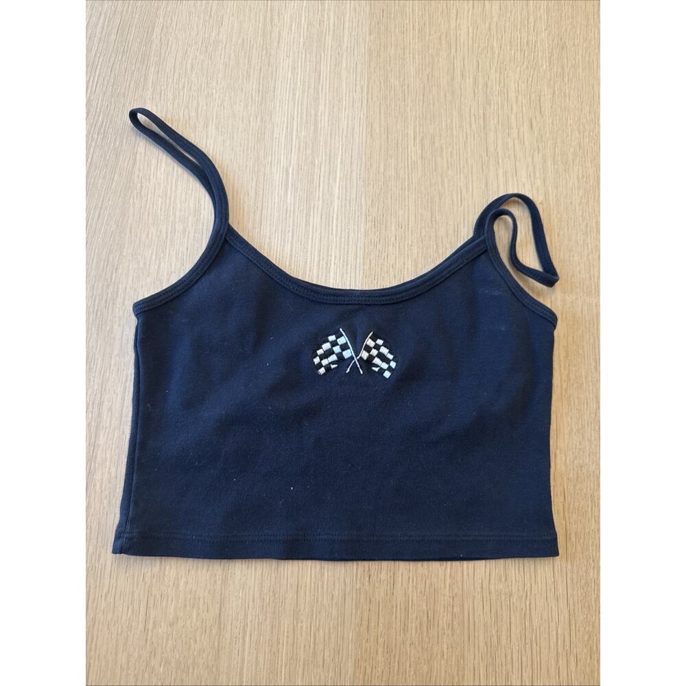 Brandy Melville Checkered Flag Embroidery Y2k Cami Top A1479